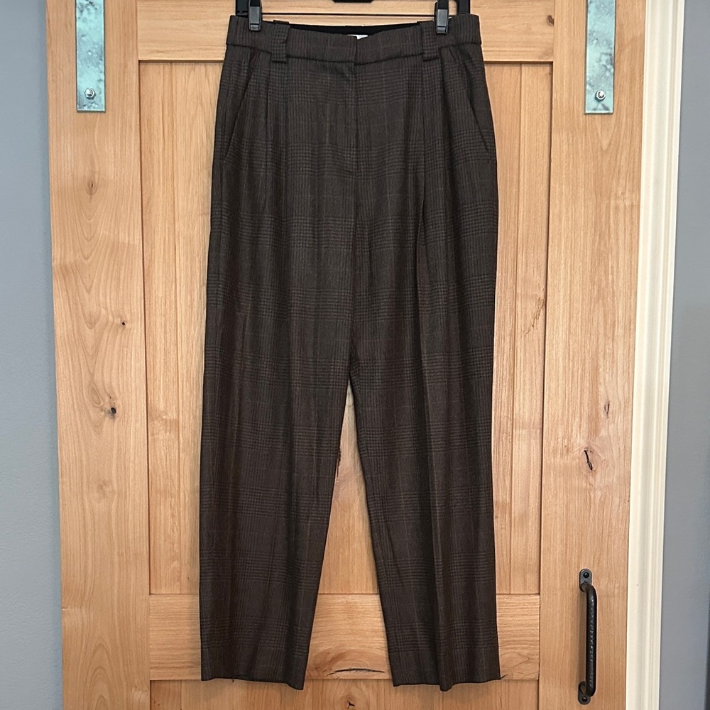 NEW A.L.C. Franklin Wool-Blend Tailored Trousers – Charcoal Plaid – Size 4 - Picture 6 of 13